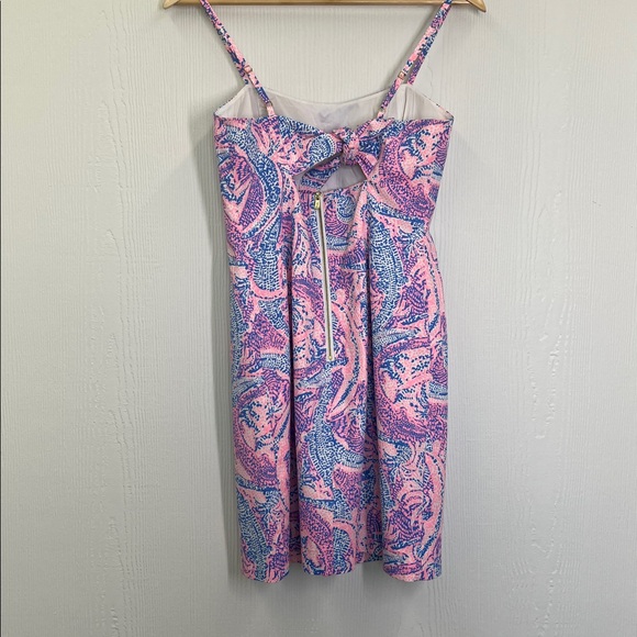 Lilly Pulitzer - Shelli Coastal Blue Maybe Gator Pink Tie Back Mini Dress Size 2 - Picture 10 of 12